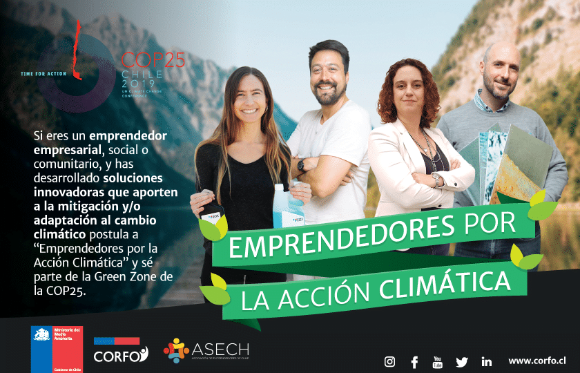 CORFO, Ministerio de Medio Ambiente y ASECH lanzan postulaciones a Concurso Nacional  “Emprendedores por la Acción Climática”