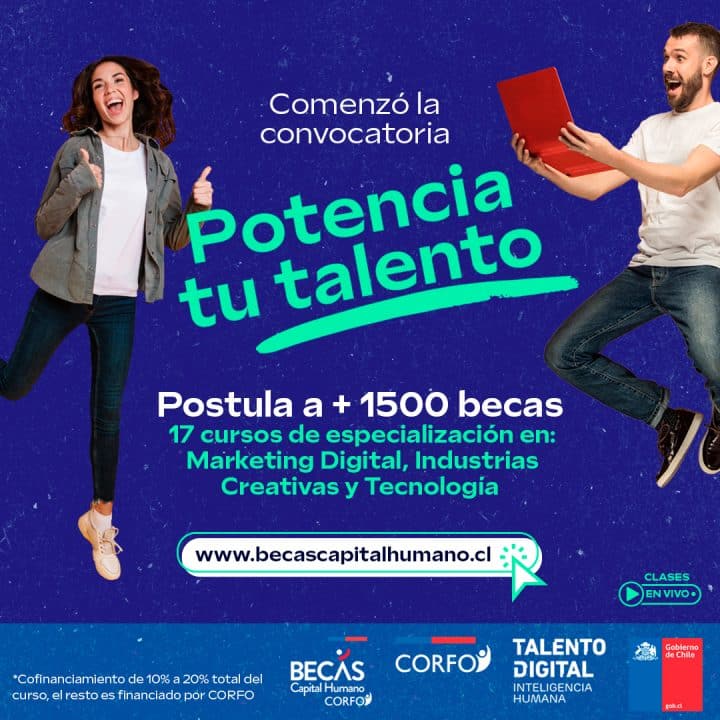 Corfo y Talento Digital para Chile lanzan convocatoria con más de 1.500 becas de especialización digital